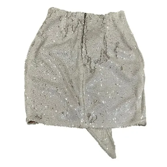 The Dolls House White Sequin Bow Mini Skirt | High Waist, Lined, Party - Picture 5 of 7